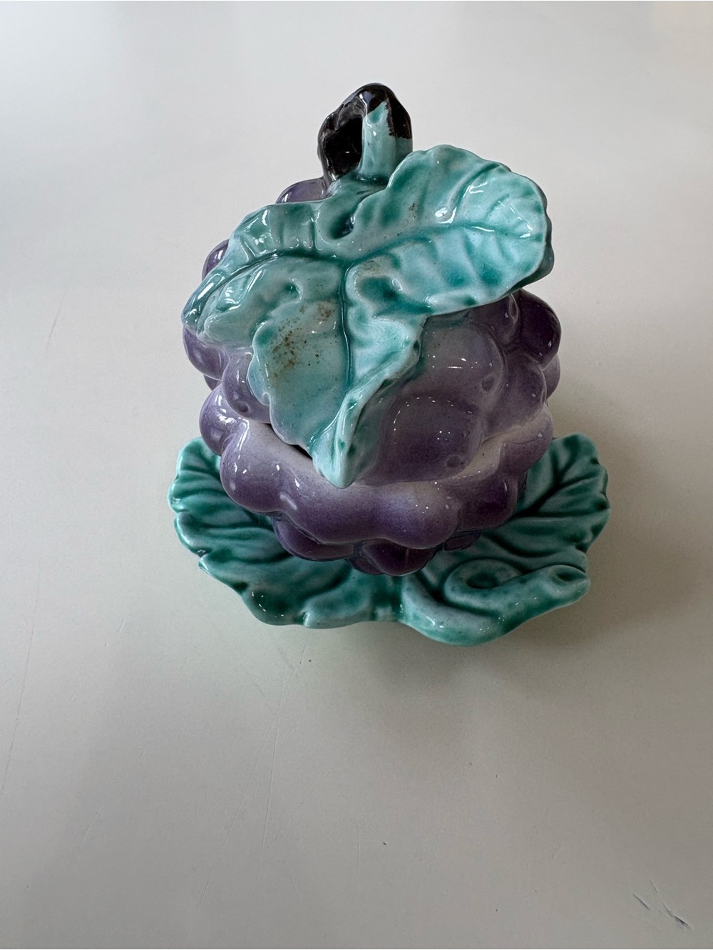 Hand-Painted Ceramic Purple Grape condiment dish